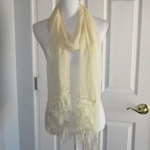 Pretty silky scarf with fringe edges - like new!!